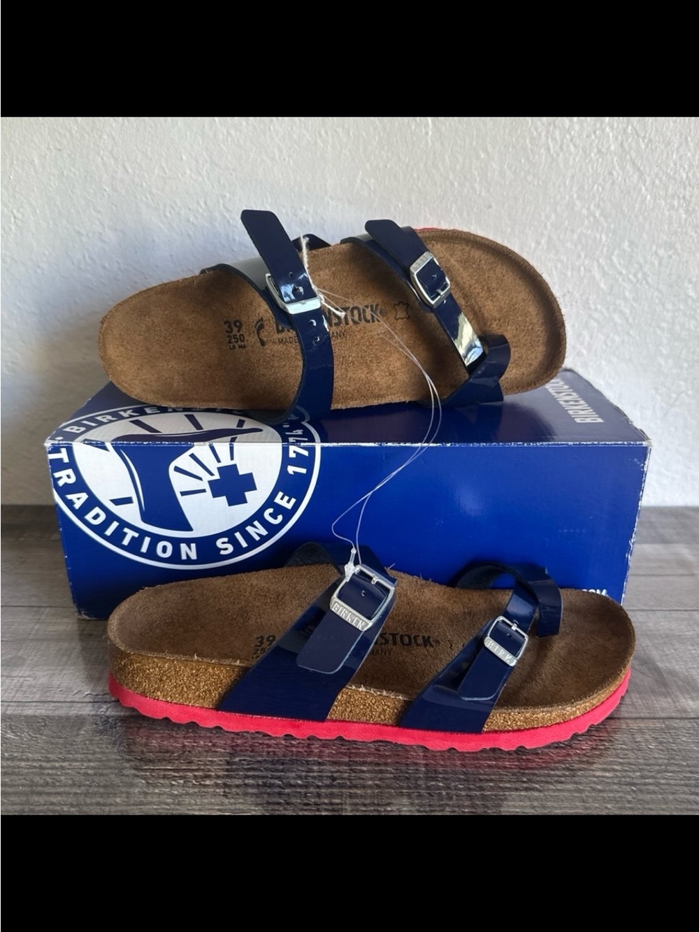 Birkenstock Ladies’ Navy and Red Mayari Sandals (Size W39)
